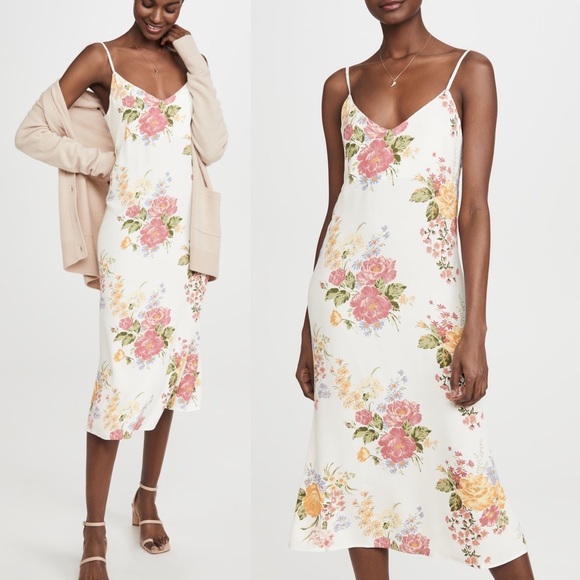 Reformation Dresses & Skirts - Reformation Boston Midi Dress in Bouquet White Pink Floral Size 0